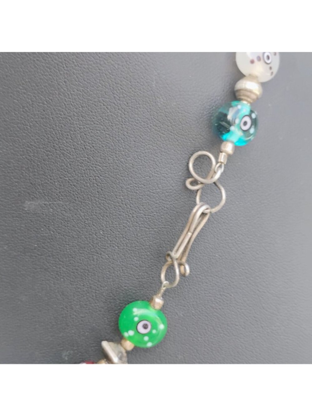 Handmade Italian Murano Glass Millefiori Bead Necklace All Seeing Eye 15" - Picture 7 of 10